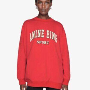 ANINE BING SPORT RED Crewneck Sweatshirt Sz S (Oversized)